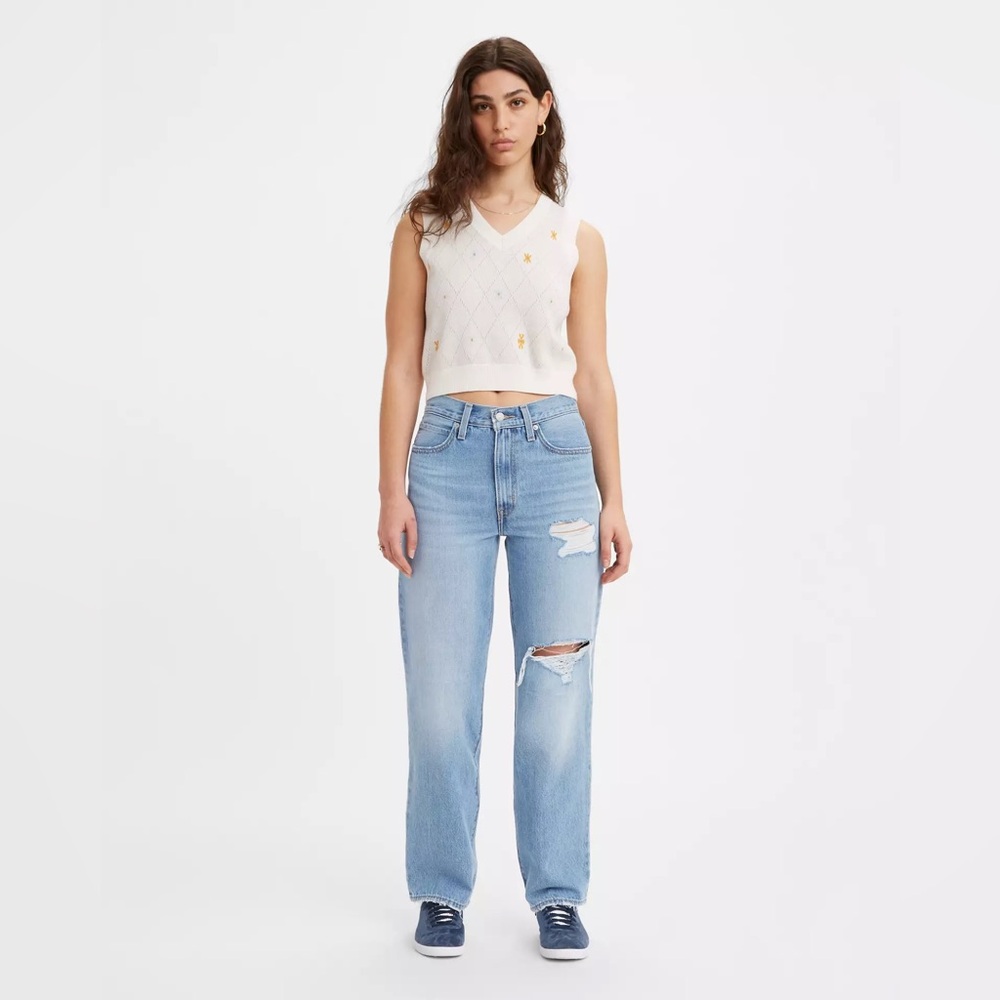 Levi's '94 BAGGY JEANS Blue Distressed Boyfriend Straight Jeans Size 31